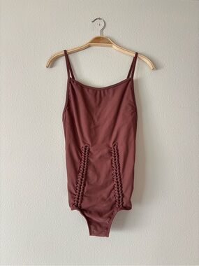 A Detacher Erin Braided One-Piece Beach Swimsuit Terracotta Red Brown Size Small